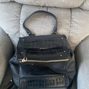 Authentic Givenchy Pandora Crocodile Skin Black Leather Backpack